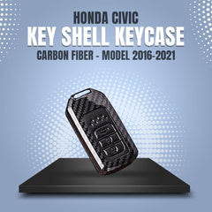 Honda Civic X Metal Zinc Alloy Key Fob / Carbon Fiber Key Cover 4 Button For 2016 - 2021