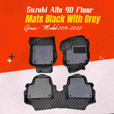 Suzuki Alto 9D Floor Mats Horizontal Stitch Black With Black Grass 2020-2025