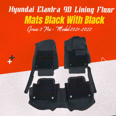Hyundai Sonata 10D Black Horizontal Lining Floor Mats with Black Grass For 2020 2021 2022