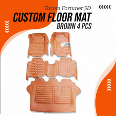 Toyota Fortuner 7D Floor Mats Brown For Models 2016 2017 2018 2019 2020