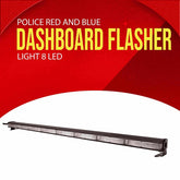 8 Bar LED Long Dashboard Light - White + Police (Red & Blue)