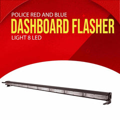 8 Bar LED Long Dashboard Light - White + Police (Red & Blue)