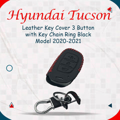 Hyundai Tucson Leather Key Cover 3 Button with Key chain