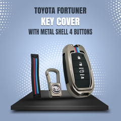 Toyota Fortuner Metal Key Fob / Key Cover 3 Button For 2016 2017 2018 2019 2020 2021 2022