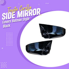 Toyota Corolla Glossy Black Batman Style Side Mirror Covers For 2014 - 2022