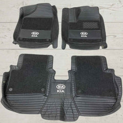 Kia Stonic 9D Floor Mats Horizontal Stitch Black With Black Grass 2021-2025