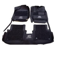 Kia Stonic 9D Floor Mats Horizontal Stitch Black With Black Grass 2021-2025