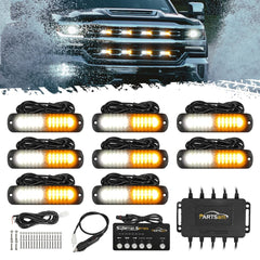 4 Piece White Flasher LED Lights For Grill and Bumper (Universal)