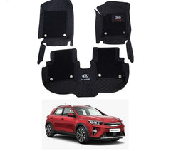 Kia Stonic 9D Floor Mats Horizontal Stitch Black With Black Grass 2021-2025