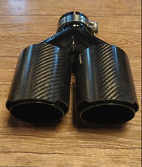 Carbon Fiber V2 Dual Exhaust Tips – Gloss Black Finish