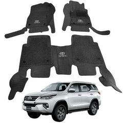 Toyota Fortuner 9D Floor Mats Horizontal Red Stitch With Red Grass 2016-2025