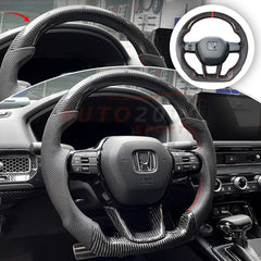 Civic 2022+ Carbon Fiber Steering Cover Leather