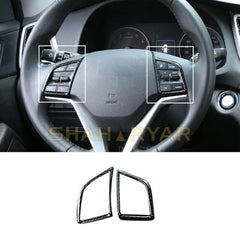 Hyundai Tucson Multimedia Steering Carbon Fiber Trims - 2 Pcs - For 2020 2021