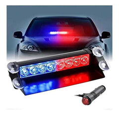 8 Bar LED Long Dashboard Light - White + Police (Red & Blue)