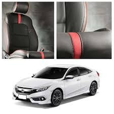 Honda Civic X RS Style Leather Seat Covers 2016 - 2021 Red Stitching