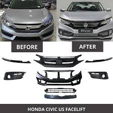 Honda Civic X Front US Facelift Bumper With Chrome Trims