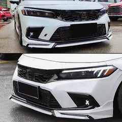 Honda Civic 2022+ Carbon Fiber Front Grill Nose Trims 3 Pcs