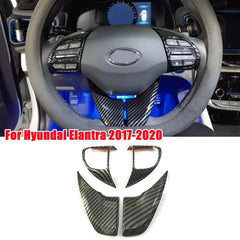 Hyundai Elantra Carbon Fiber Steering Buttons Trims - For 2020 2021 2022
