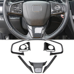 Honda Civic X Carbon Fiber Steering Trims - 2 Pcs For Models 2016 2017 2018 2019 2020 2021