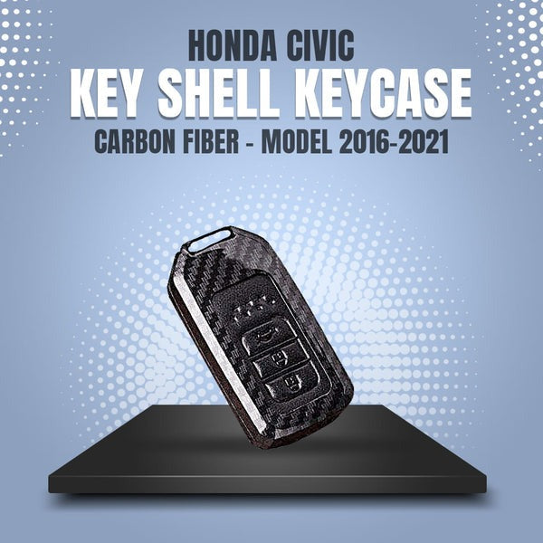 Honda Civic X New Black Carbon Fiber Key Fob 3 Button For 2016 2017 2018 2019 2020 2021