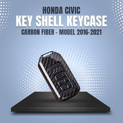 Honda Civic X New Black Carbon Fiber Key Fob 3 Button For 2016 2017 2018 2019 2020 2021