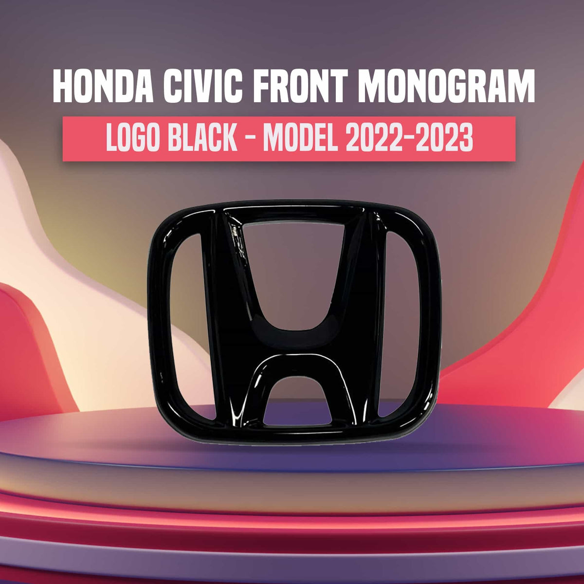 Honda Civic 2022 Black Logo Set Front and Back Honda Logo / Monograms For 11th Generation 2022 2023 2024