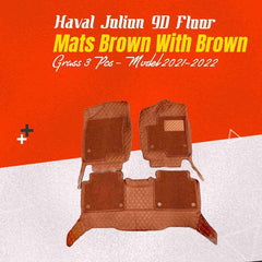 Haval Jolion 9D Floor Mats Horizontal Stitch Brown With Brown Grass 2021-2025
