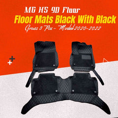 MG HS 9D Floor Mats Black With Black Grass For Models 2020 2021