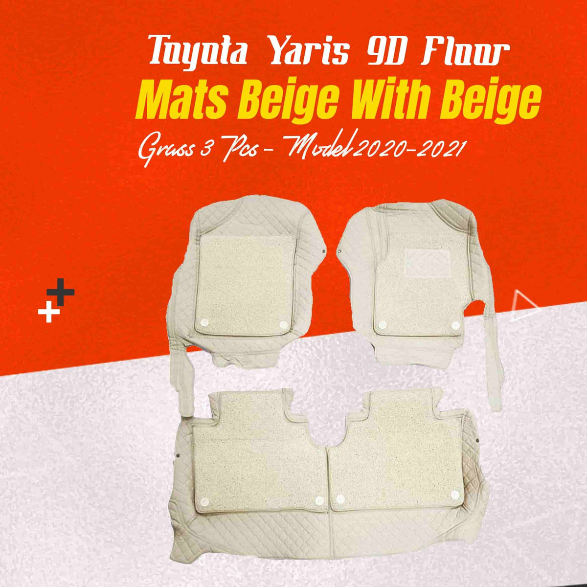 Toyota Yaris 9D Floor matt with grass Model 2020-2021