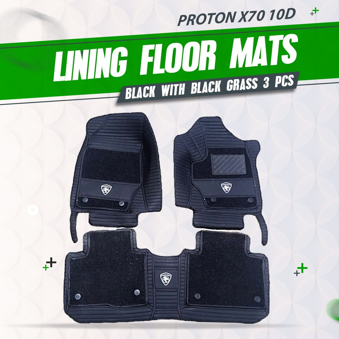 Proton X70 10D Black Floor Mats with Black Grass For 2020 2021