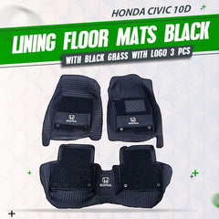 Honda Civic 2022 10D Black Horizontal Lining Floor Mats For 11th Gen 2022 2023