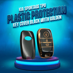 Kia Sportage TPU Key Fob / Key Cover - Black And Gold For 2019 2020 2021