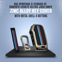 KIA Sportage Metal Zinc Alloy Key Fob / Carbon Fiber Key Cover For 2020 2021 2022