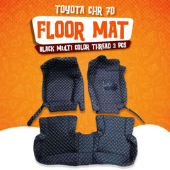 Toyota CHR 7D Floor Mats Black With Black Stitch