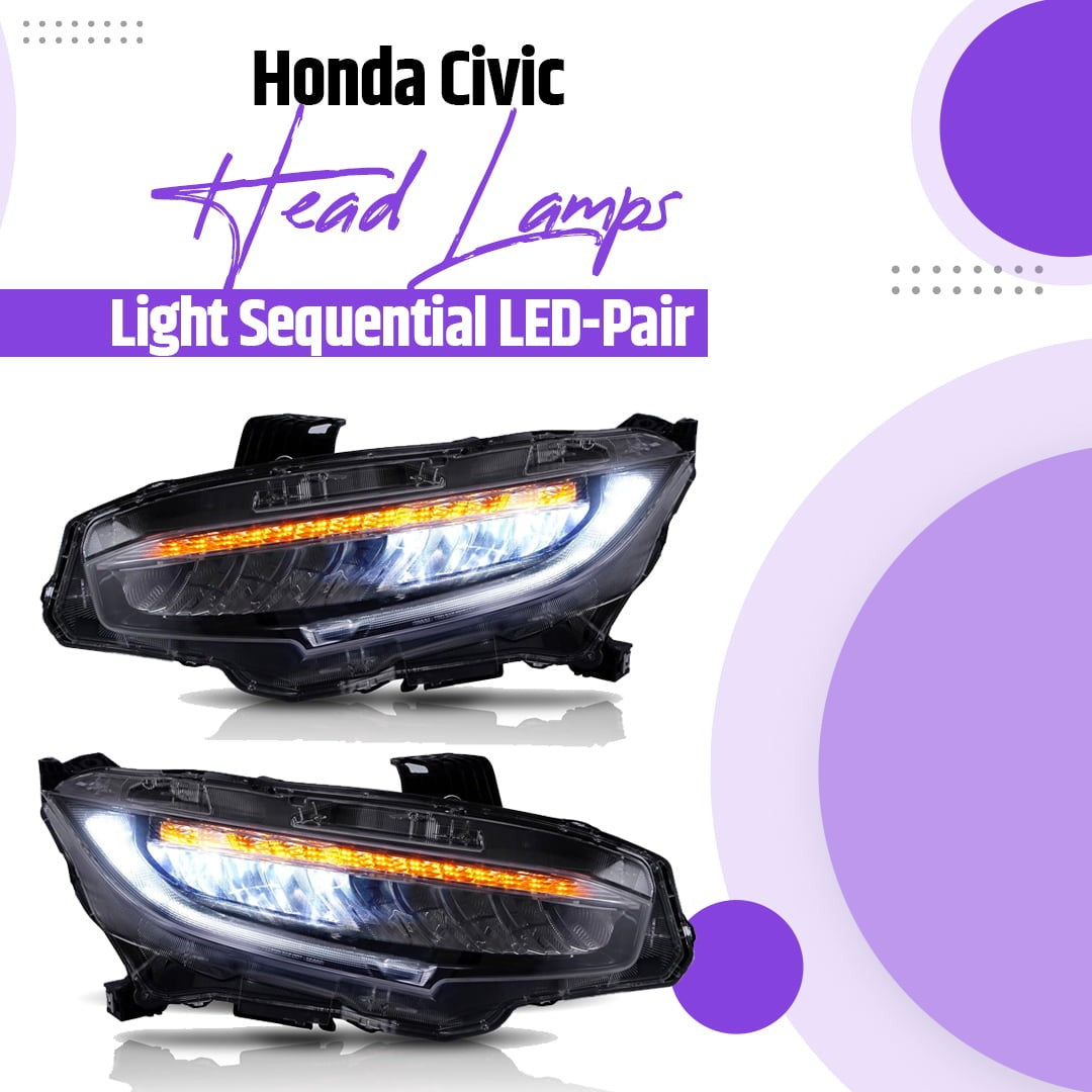 Honda Civic Matrix Style LED HeadLights - V2