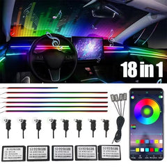 RGB LED Car Interior Ambient Light / Atmospheric Light With App Control - 9 Pieces