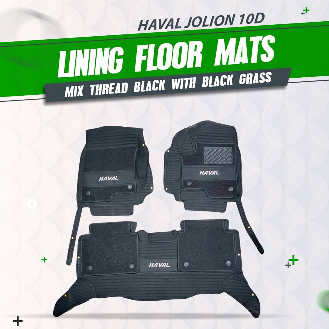 Haval Jolion 10D Black Horizontal Lining Floor Mats with Black Grass For 2020 2021 2022