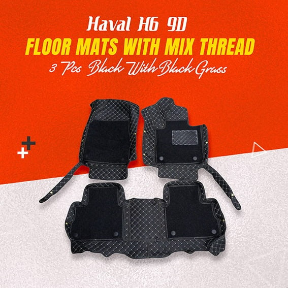 Haval Jolion 9D Black Floor Mats With Black Grass For 2021 2022