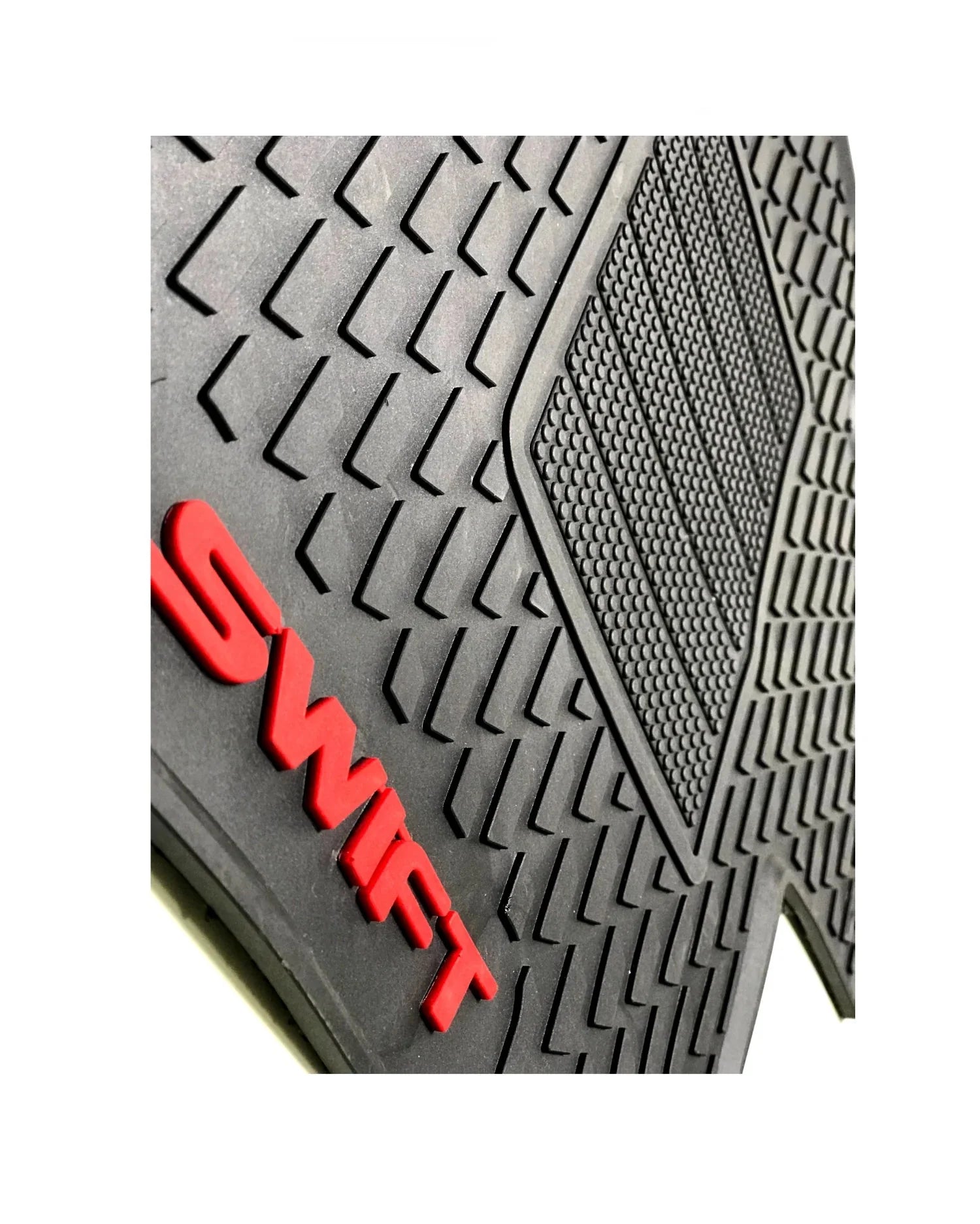 Car mat with 'Swift' branding and eleven motor sports 
logo