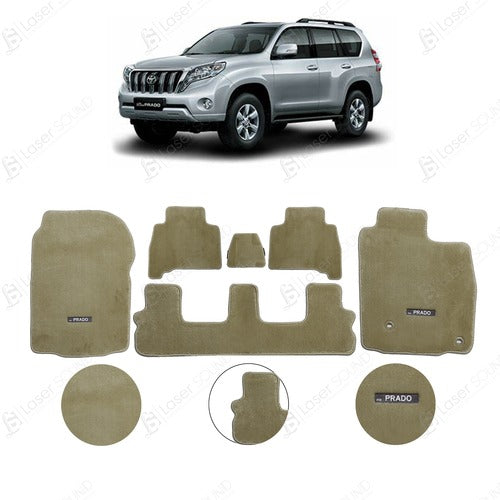 Toyota Prado Velvet Twist Fiber Floor Mats - Beige