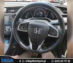 Honda Civic X  Double Carbon Fiber Leather Steering Cover For 2016 - 2021