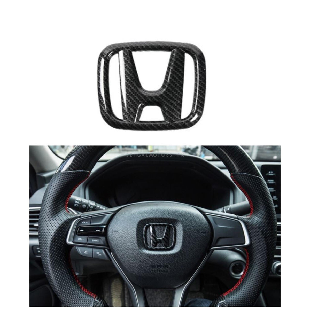 Honda City Carbon Fiber Steering Logo Trim For 2021 2022
