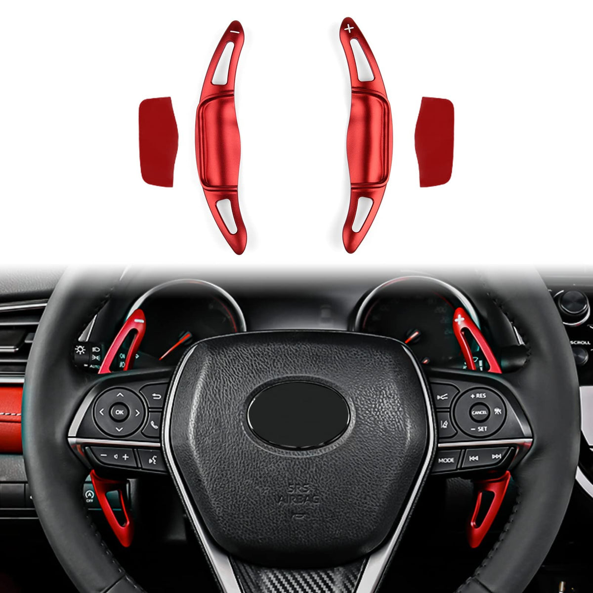 Toyota Fortuner Steering Wheel Paddle Shift Extension (RED) 2 Pieces For 2016 - 2022