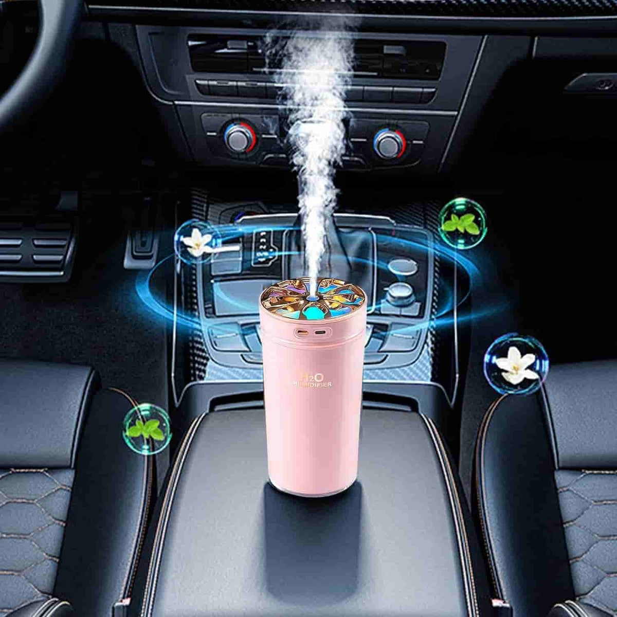 Car Humidifier Aromatherapy with Atmospheric LED 300ML - Two Modes