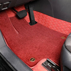 Honda Civic X 9D Black Horizontal lining Floor Mats with Red Grass For 2016 2017 2018 2019 2020 2021