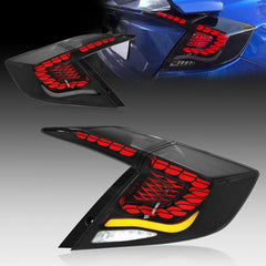 Honda Civic X Dragon Style Smoke LED Tail Lights For 2016 - 2021