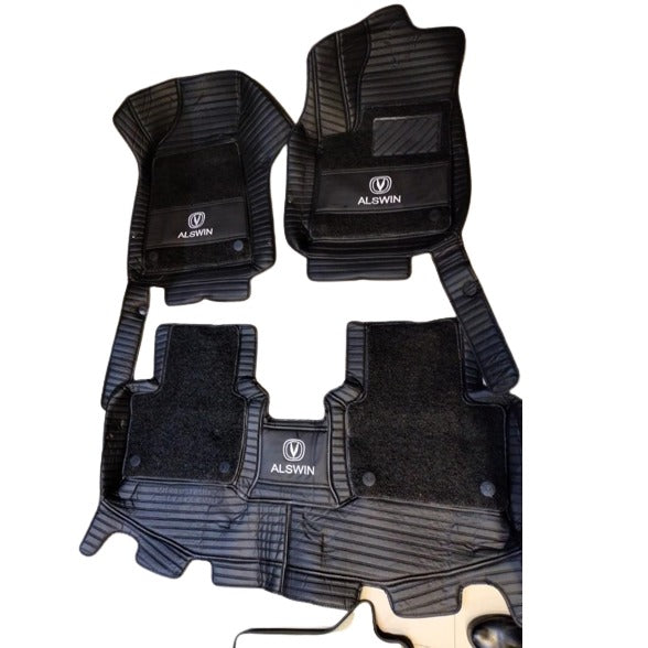 Changan Alsvin 9D Floor Mats Horizontal Stitch Black With Black Grass 2021-2025