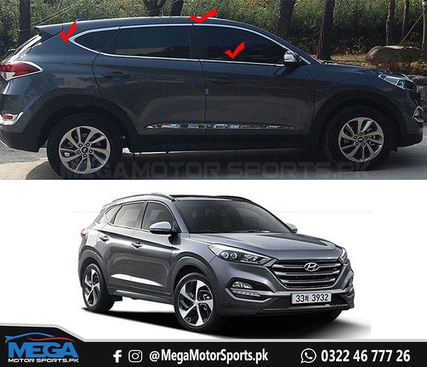 Hyundai Tucson Full Chrome Window Trims - Weather Strips For Models 2020 2021