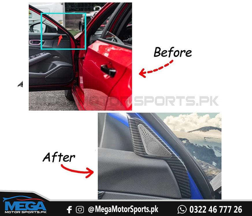 Honda Civic 2022 Carbon Fiber Door Tweeter Trims For 11th Generation