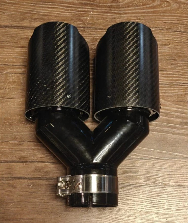 Carbon Fiber V2 Dual Exhaust Tips – Gloss Black Finish